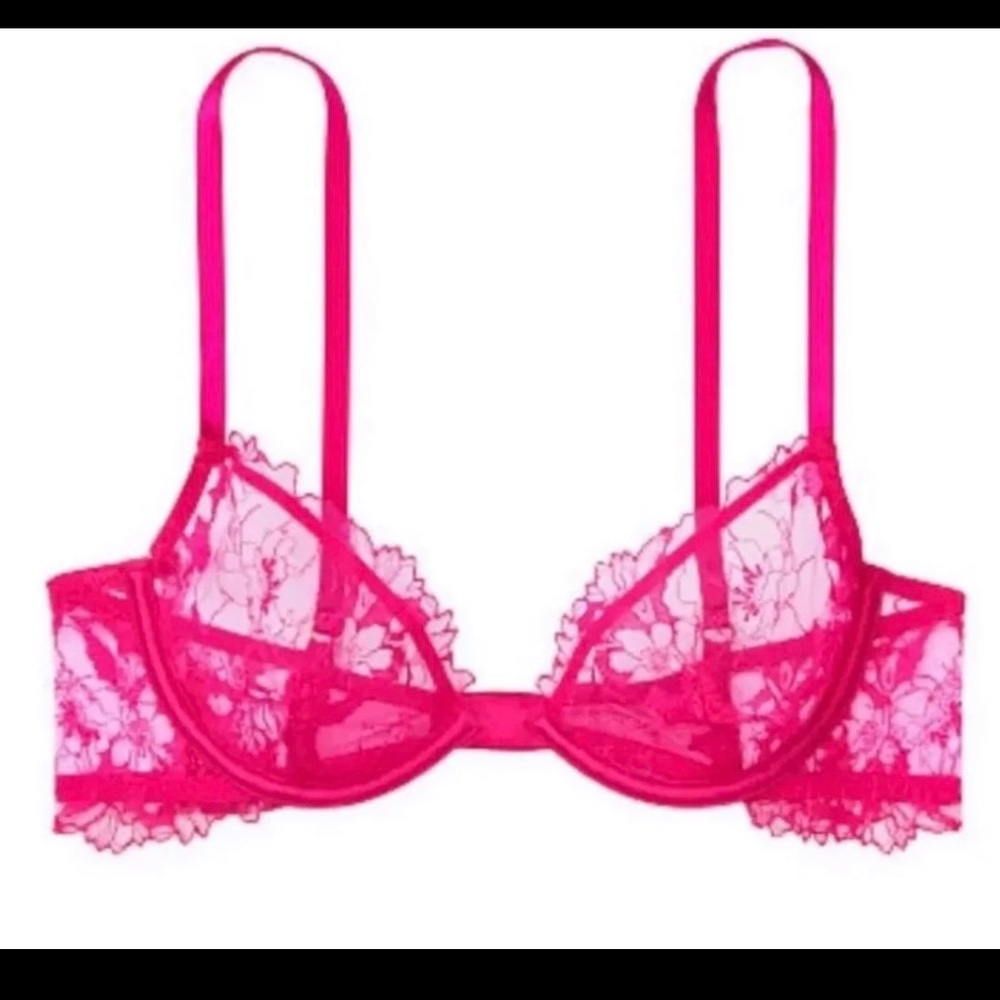 Pink Victoria’s Secret Lace Bra — 32C - Picture 3 of 3